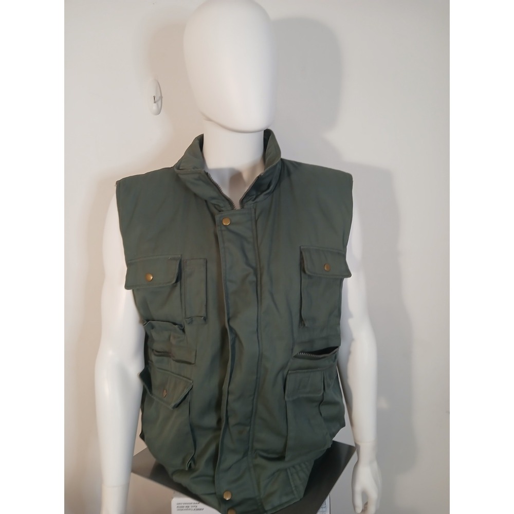 Southern Classics Army Green Flannel Heavy Outdoor Hunting Cargo Filled Vest XL